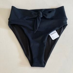 NWT Beach Riot Free People Emma Ribbed Black High Waisted Bikini Bottoms Sz XS